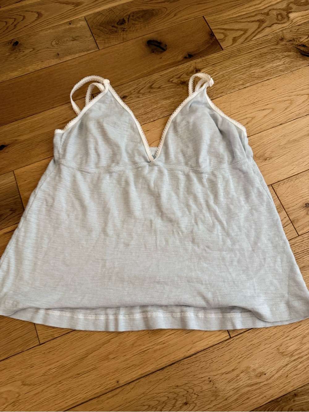 Brandy Melville Pale Blue Lace-Trim V-Neck Tank